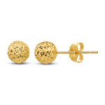 Diamond-Cut Ball Earrings 14K Yellow Gold
