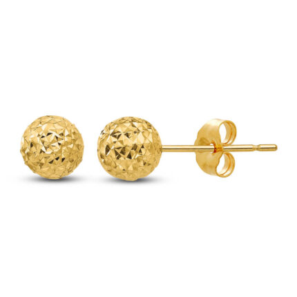 Diamond-Cut Ball Earrings 14K Yellow Gold