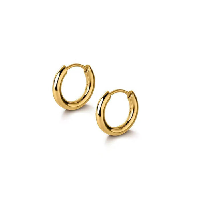 The Gold Eclipse® - 925 Sterling Silver Hoop Earrings in 14K Gold - Image 2