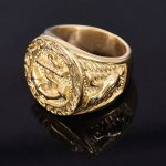 Fashion Trend Vintage Gold Men's Anchor Navy Hook Classic Party Ring Jewelry - Image 4
