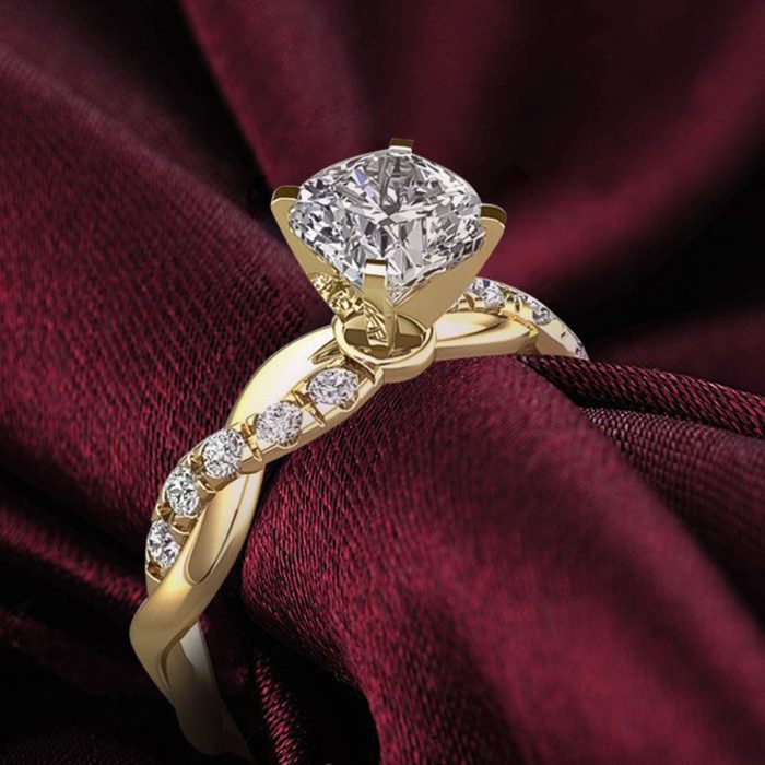 Luxury Rhinestone Gold Color Engagement Wedding Ring for Women COD - Image 2
