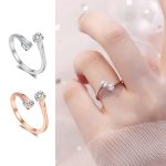 Luxury Rhinestone Gold Color Engagement Wedding Ring for Women COD