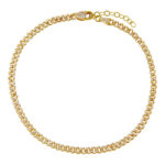 Baby Pave Cuban Link Chain Anklet in Gold