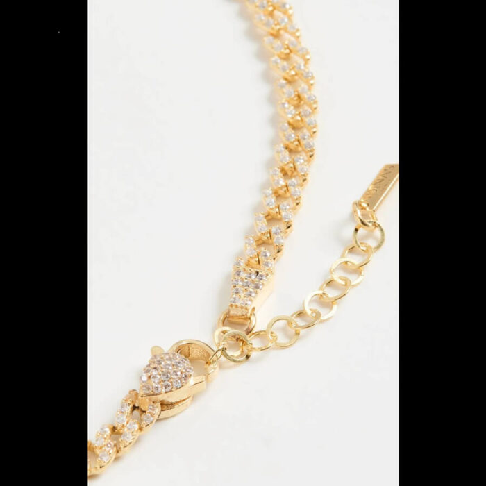 Baby Pave Cuban Link Chain Anklet in Gold - Image 3