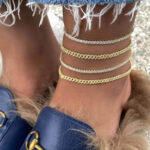 Baby Pave Cuban Link Chain Anklet in Gold - Image 6