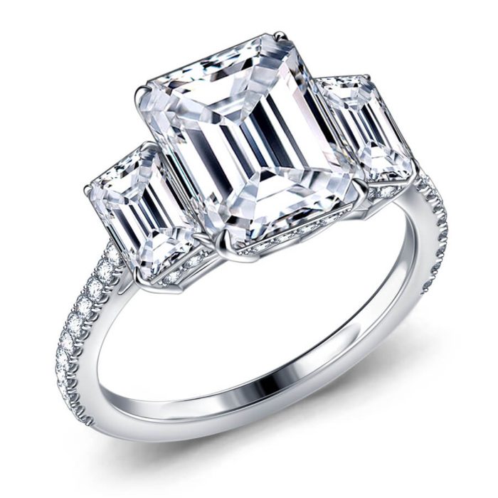 The Three Stone Emerald Engagement Ring - Image 8